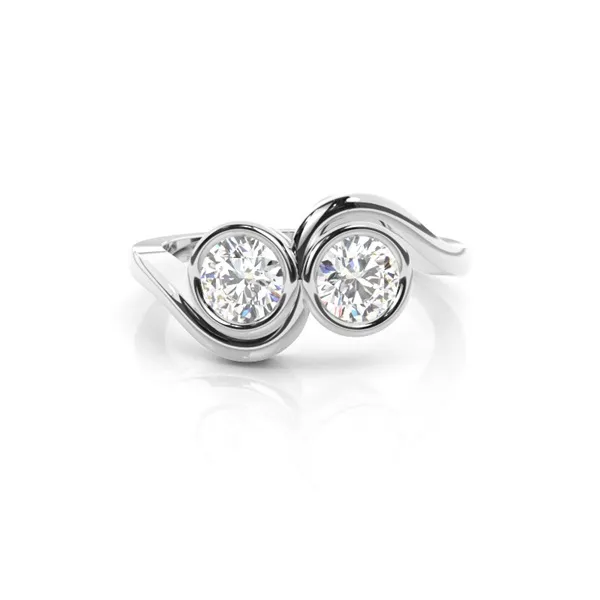 Full Bezel Setting Plain Two Stone Ring